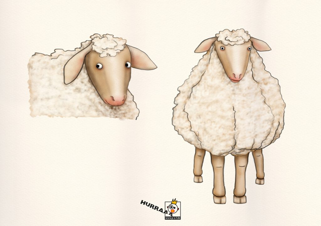 verschiedene Schaf-Posen